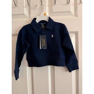 Polo Ralph Lauren Navy Quarter Zip Girls Sweatshirt Size 3 NWT